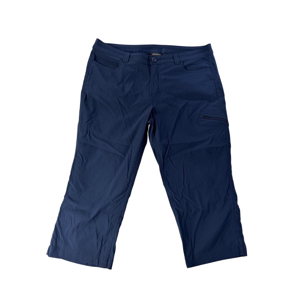 Eddie Bauer Capri Pants Womens 14 Hiking Outdoor Zip Cargo Pocket Navy Blue